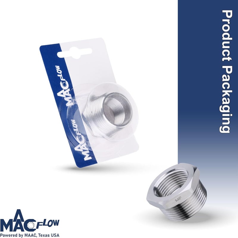 MAACFLOW Stainless Steel 1" Male NPT to 3/4" Female NPT Adapter Reducer Hex Bushing (Thread OD1.27" - ID 0.92") (Pack of 1) - Image 4